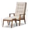 Baxton Studio Roxy Walnut Finishing and Tufted High-Back Chair and Ottoman Set 133-7141-7143 - alternate 7